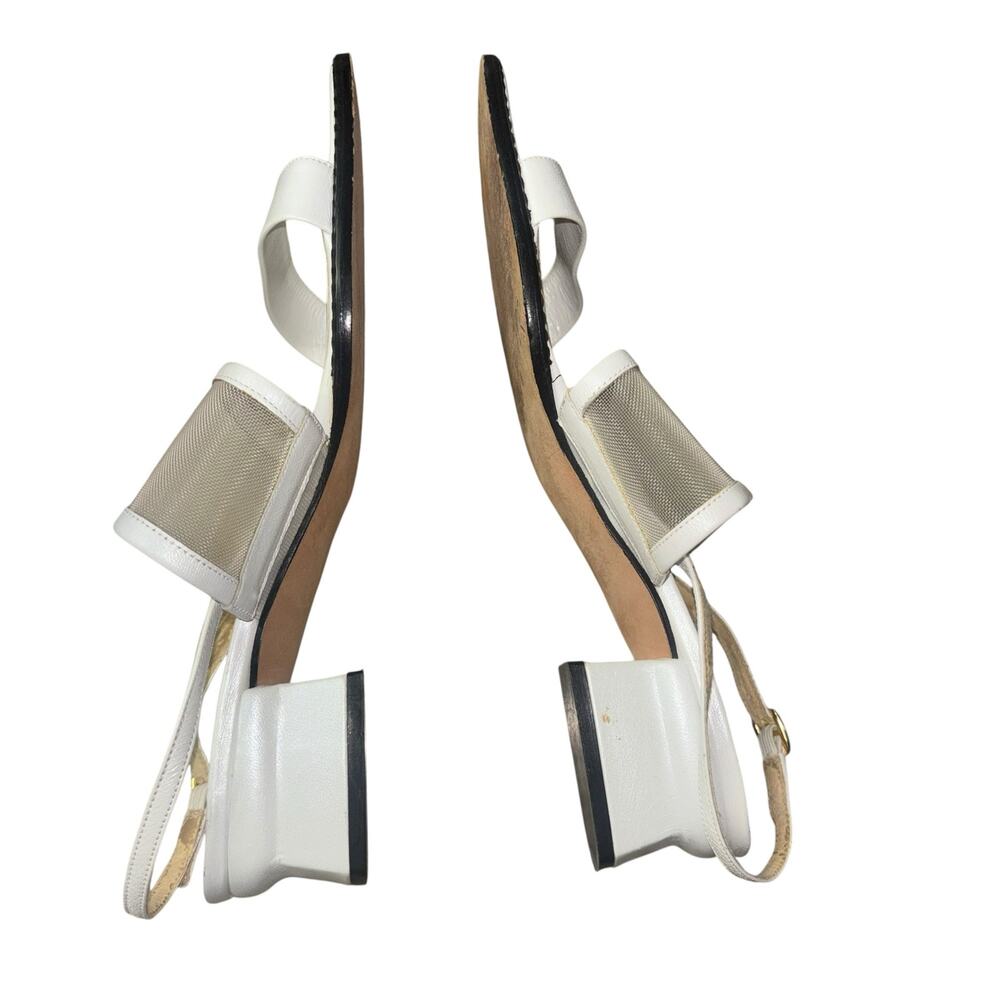 Stuart Weitzman White Y2K Stappy Mesh Sandals Women’s 6-6.5 Narrow Kitten Heel - Picture 9 of 12